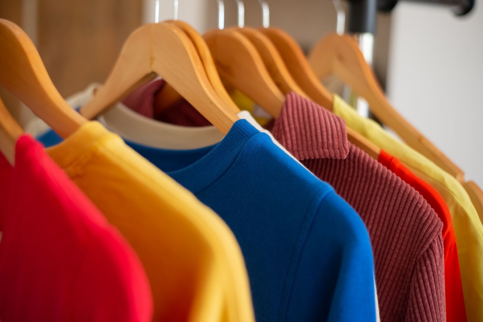Clothes hanging on a rail